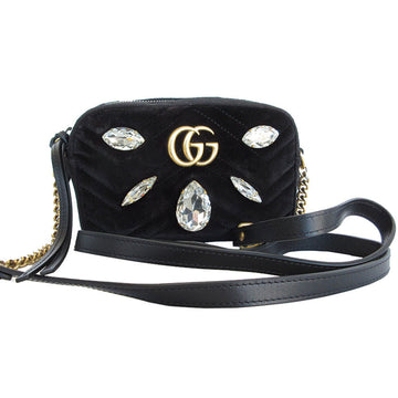 GUCCI Shoulder Bag VS Marmont Velvet Black Women's 448065 s0301a