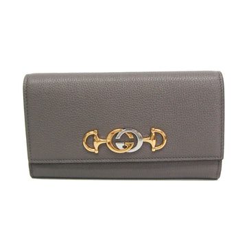 Gucci Zumi Continental Wallet 573612 Women's Leather Long Wallet (bi-fold) Dark Gray