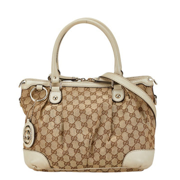 Gucci VS Canvas Handbag Shoulder Bag 247902 Beige White Leather Women's GUCCI