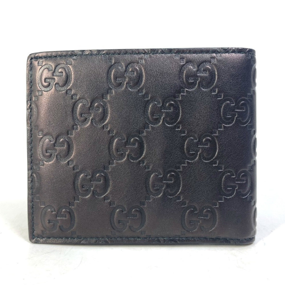 GUCCI 145754 Compact Wallet VS Guccissima Billfold Bi-fold Shima Leather Men's Black