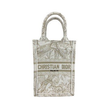 Christian Dior Shoulder Bag Handbag Book Tote Mini Phone Canvas Off-White Gold Women's Z5520