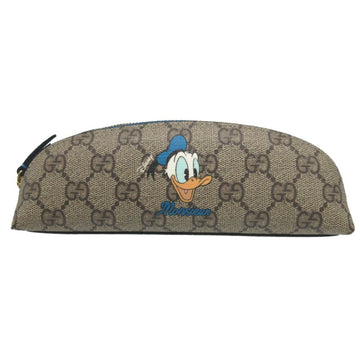 Gucci 662129 Disney collaboration Donald Duck VS Supreme leather brown pencil case 1803GUCCI