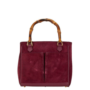 Gucci Bamboo Handbag 000 122 0316 Purple Brown Suede Women's GUCCI