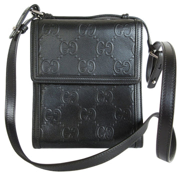 GUCCI Shoulder Bag VS Embossed Leather Black Silver Men's 625782 s0052j
