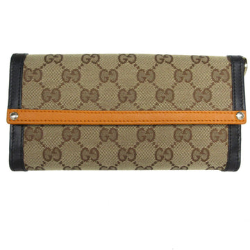 GUCCI Long Wallet VS Canvas Leather Orange x Black Brown Men's Women's 282429 s0336a