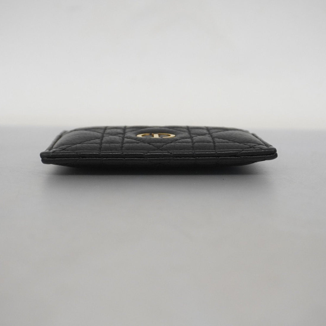 Christian Dior Business Card Holder/Card Case Cannage Leather Black Women's