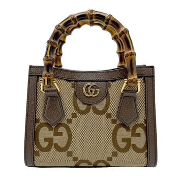 GUCCI Handbag Shoulder Bag Jumbo VS Diana Tote Canvas Leather Brown Women's 655661 z1915