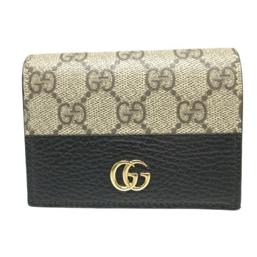 Gucci VS Marmont 658610 Supreme Leather Beige Black Bi-fold Wallet 2025GUCCI