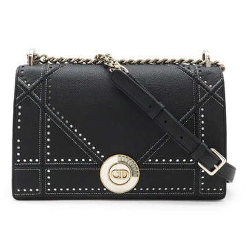 Christian Dior Diorama Chain Bag Shoulder Punching Leather Black