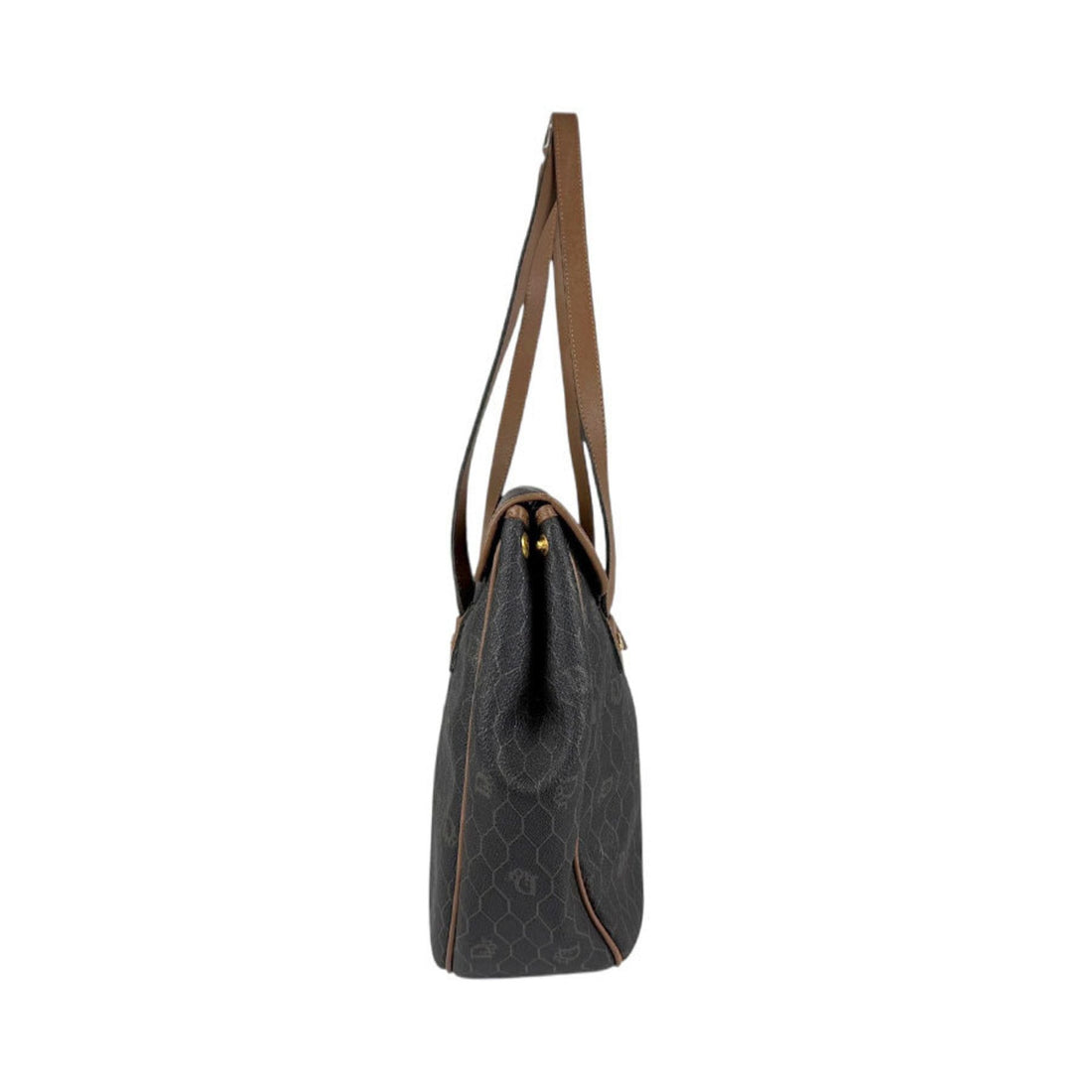 Christian Dior Shoulder Bag Leather Brown Gold Women's Z5030