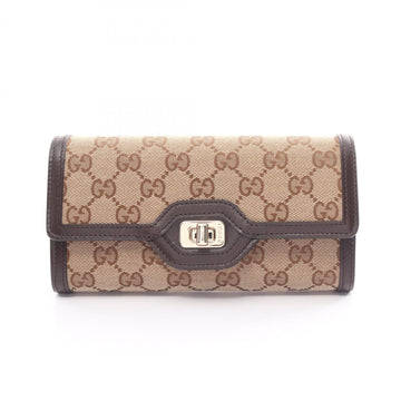 Gucci Luce VS Canvas Bi-fold Long Wallet Leather Women's Beige Brown 790034FADHW9742