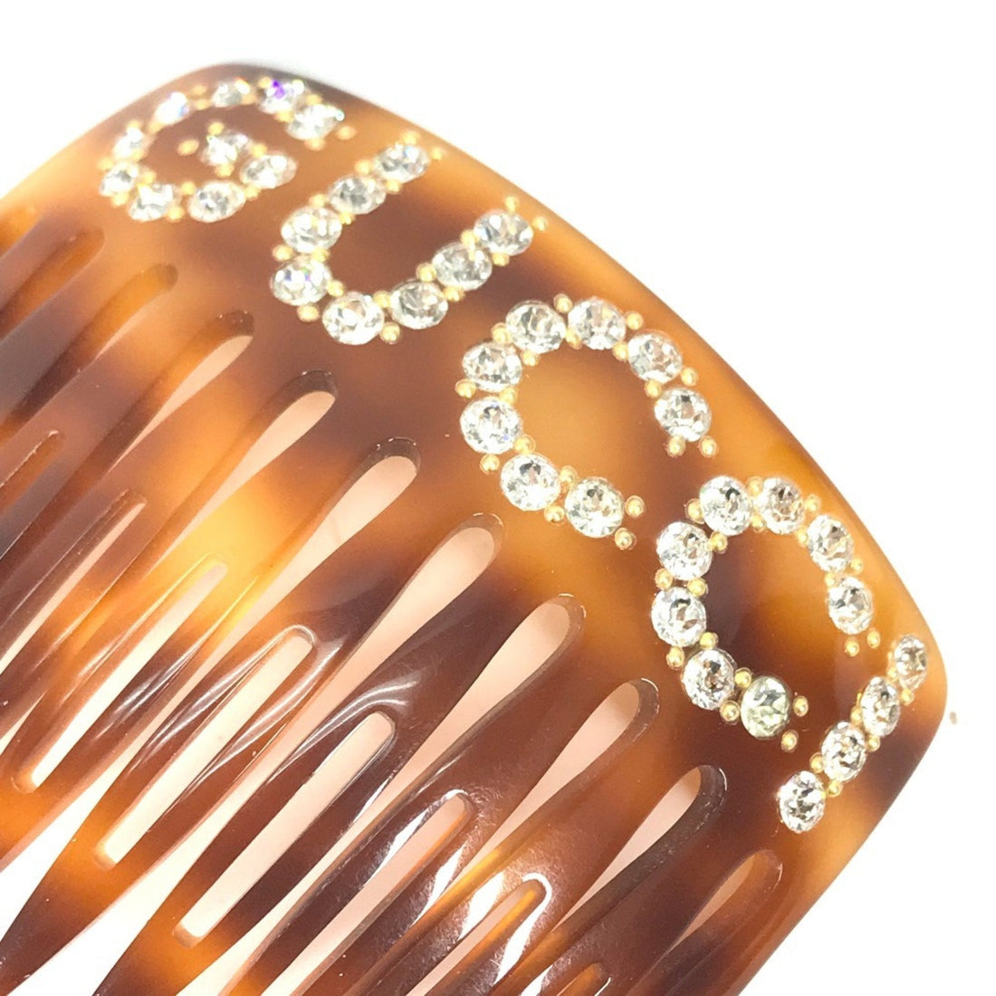 GUCCI 503957 Rhinestone VS Hair Comb Accessories Plastic Women's Brown