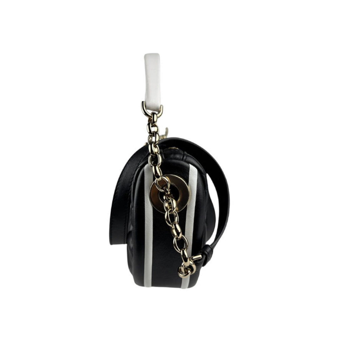 Christian Dior Handbag Shoulder Bag VIBE HOBO Small Leather Black White Gold Women's z5527