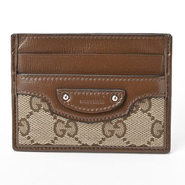 GUCCI x BALENCIAGA Hacker Project Card Case 681709 VS Canvas Leather Brown S-156674