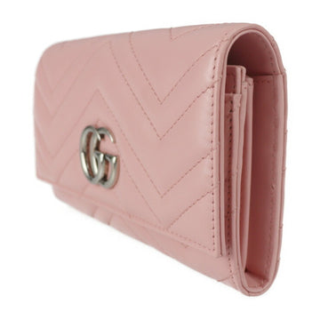 Gucci Continental Wallet VS Marmont Bifold 443436 Leather Pink Series Silver Metal Fittings Long