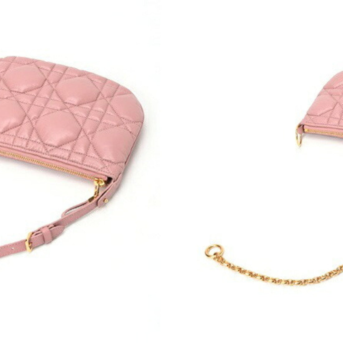 Christian Dior Dior Caro Tulip Bag Shoulder Cannage Leather Pink Beige S-157027