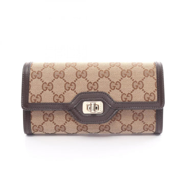 Gucci Luce VS Canvas Bi-fold Long Wallet Leather Women's Beige Brown 790034FADHW9742