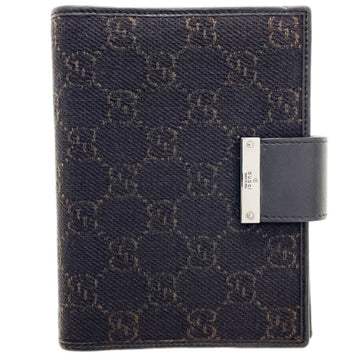 Gucci Notebook Cover VS Denim Canvas Leather Dark Brown 74259 GUCCI Notepad 6-Hole NN-13888