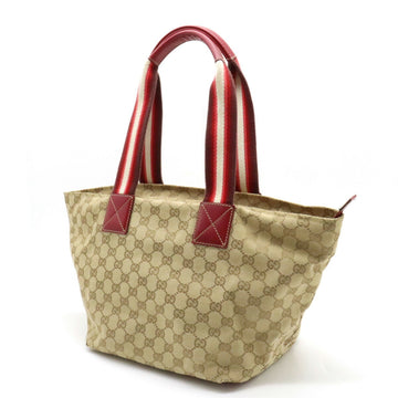 GUCCI VS Canvas Tote Bag Shoulder Leather Beige Cochineal Red Ivory 131230