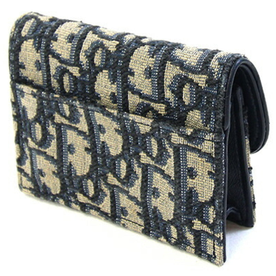 Christian Dior Dior Card Case Oplique S5653CTZQ Navy Canvas Leather Business Holder Coin Mini Wallet Women's DIOR