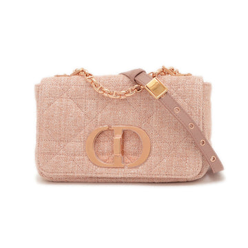 Christian Dior Dior Caro Small Shoulder Bag Tweed Pink Beige BP