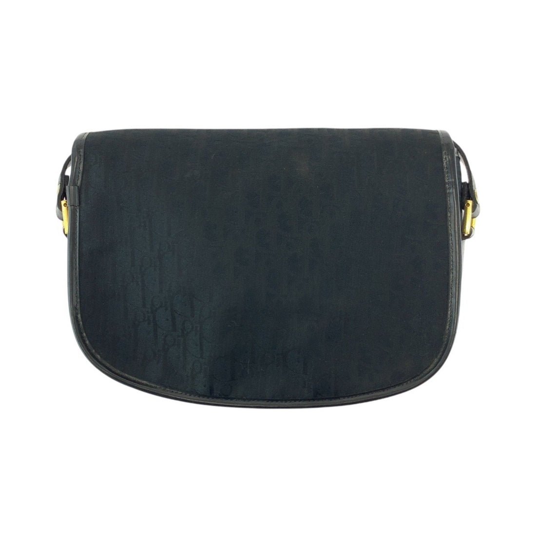 Christian Dior Dior Vintage Trotter Black Gold Hardware Canvas Leather Shoulder Bag Pochette Women's