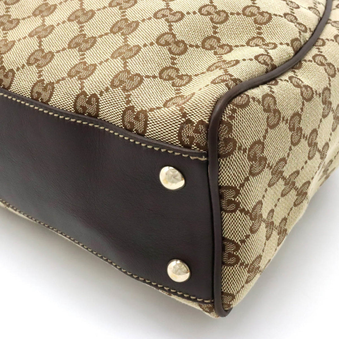 GUCCI VS Canvas Tote Bag Shoulder Tassel Leather Khaki Beige Dark Brown 170206
