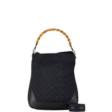 Gucci VS Canvas Bamboo Handbag Shoulder Bag 001 4053 1705 Black Leather Women's GUCCI