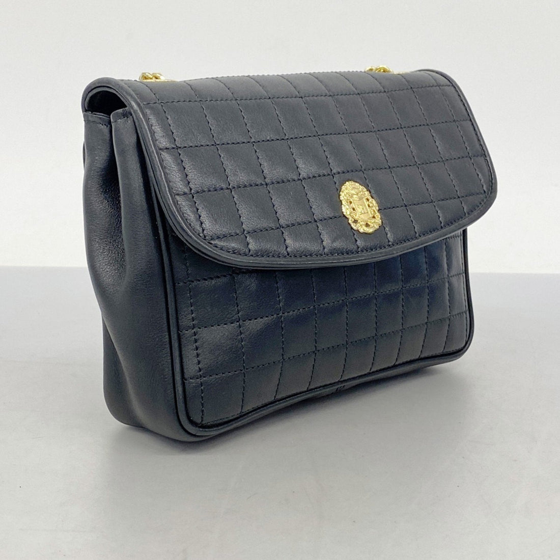 Christian Dior Shoulder Bag Leather Black Women's