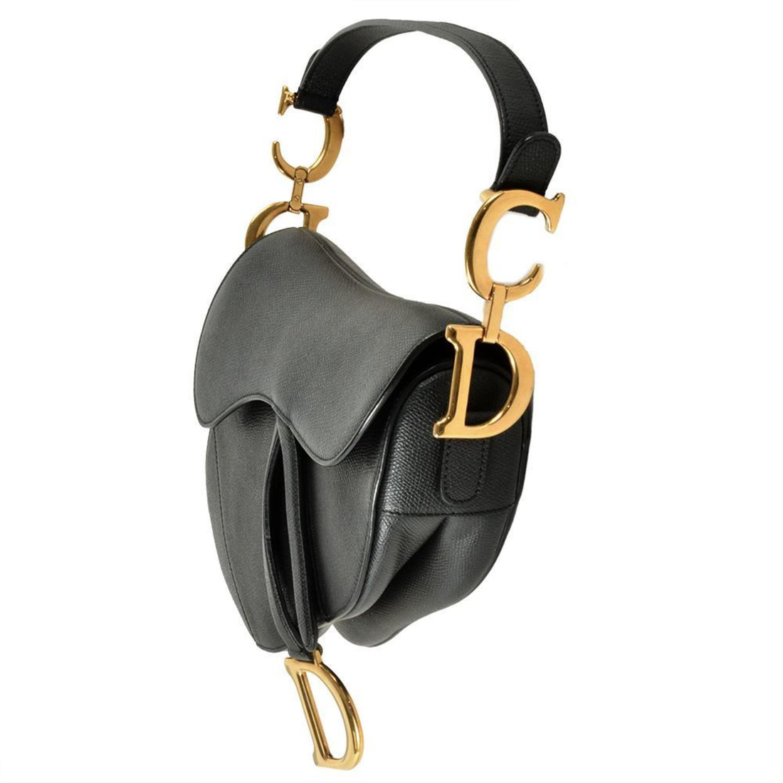 Christian Dior Dior Saddle Medium Handbag Leather Black Shoulder Bag for Women