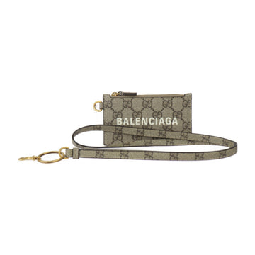 GUCCI Gucci BALENCIAGA Collaboration The Hacker Project Business Card Holder/Card Case 681706 VS Supreme Canvas Beige Brown Neck Strap Included Fragment Wallet/Coin Coin Purse