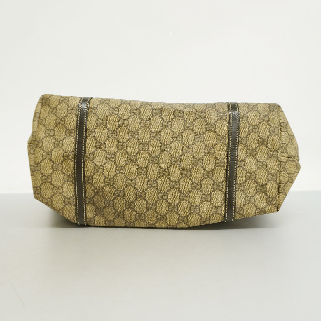 GUCCI  VS Supreme 197953 Women's Leather Tote Bag Beige,Dark Brown