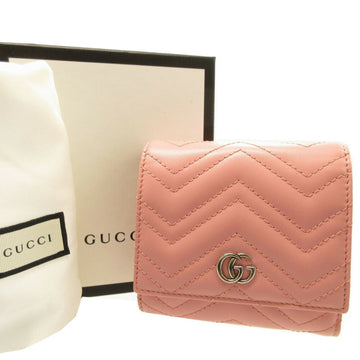 GUCCI VS Marmont 598629 Leather Pink Bifold Wallet