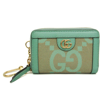 Gucci Jumbo VS Coin Case 726503 Leather Canvas Card Case Beige,Green