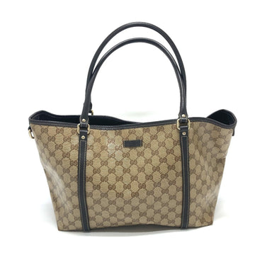 GUCCI 265695 VS Crystal Bag Tote Leather Coated Canvas Women's Beige