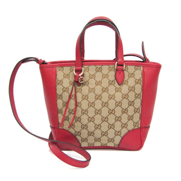 Gucci VS Canvas 449241 Women's Leather,Canvas Handbag,Shoulder Bag Beige,Dark Brown,Red Color