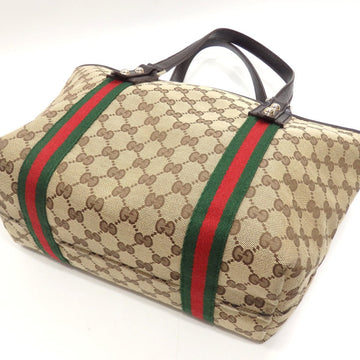 GUCCI Handbag Women's Brown Beige VS Canvas 137396 Tote Sherry Webbing Line