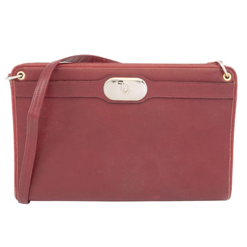Christian Dior Leather Shoulder Bag Bordeaux Women's