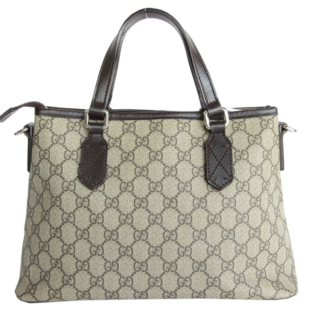 GUCCI Handbag Shoulder Bag VS Supreme Leather Beige Brown Silver Women's 429019 s0199a