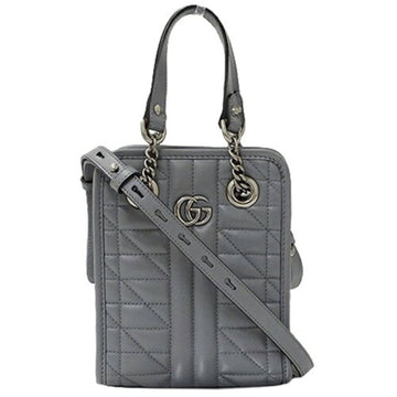 GUCCI Bag Women's Handbag Shoulder 2way VS Marmont Leather Grey 696123 Quilted