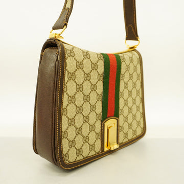 GUCCI  Sherry Line Women's VS Supreme,Leather Shoulder Bag Beige,Brown