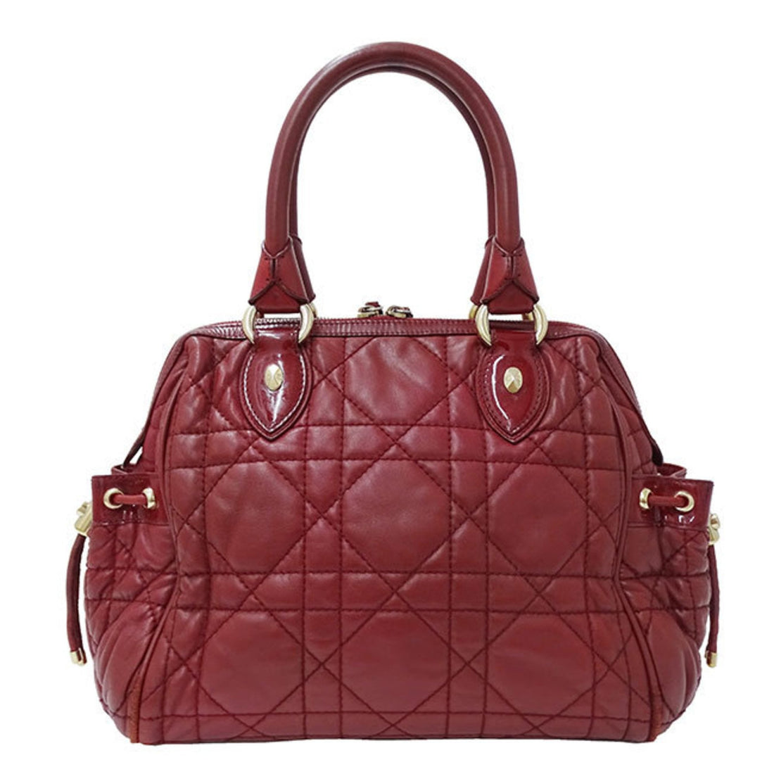 Christian Dior Dior Bag Women's Handbag Cannage Leather Red Quilted