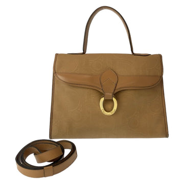 Christian Dior Dior Vintage Trotter Brown Beige Gold Hardware Coated Canvas Leather Shoulder Bag Handbag 2WAY Women's