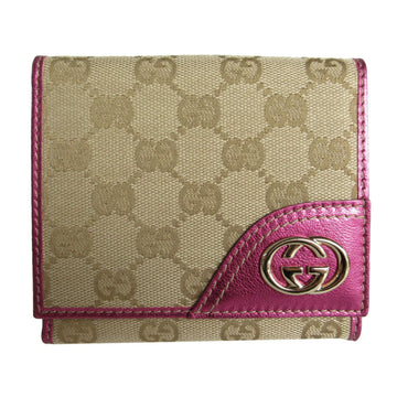 Gucci GUCCI Bi-fold wallet VS canvas leather beige metallic magenta women's 181594 s0133f