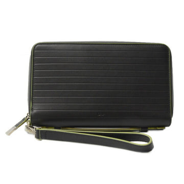 Christian Dior Wallet Men's Round Organizer Long Leather Black