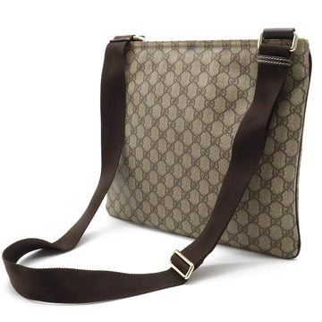 GUCCI VS Supreme Plus Shoulder Bag PVC Leather Beige Brown Dark 201446