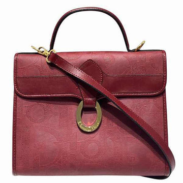 Christian Dior Dior Shoulder Bag Oval Trotter Red Women's