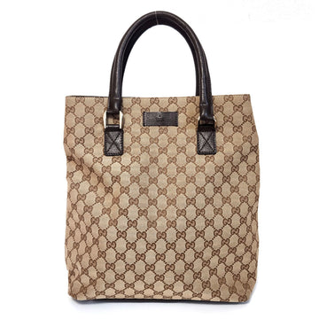 Gucci VS Canvas Tote Bag 106248 Beige Brown Leather Women's Handbag