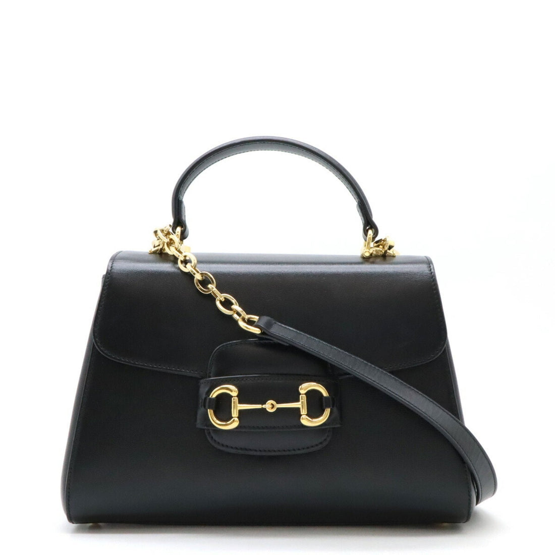 GUCCI Horsebit 1955 Medium Bag Handbag Shoulder Leather Black 702049