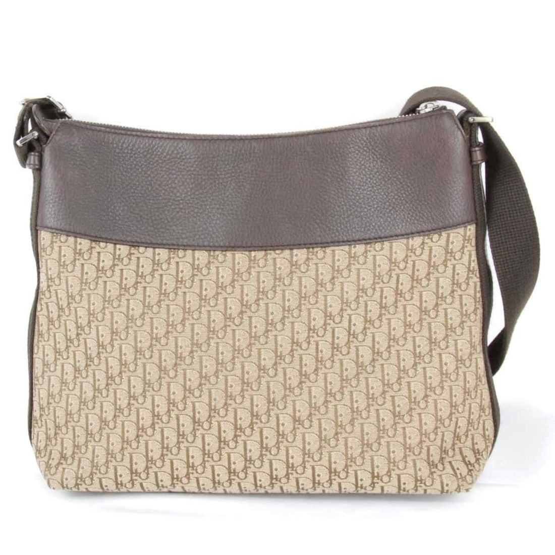 Christian Dior Trotter Shoulder Bag Canvas Leather Brown Women's